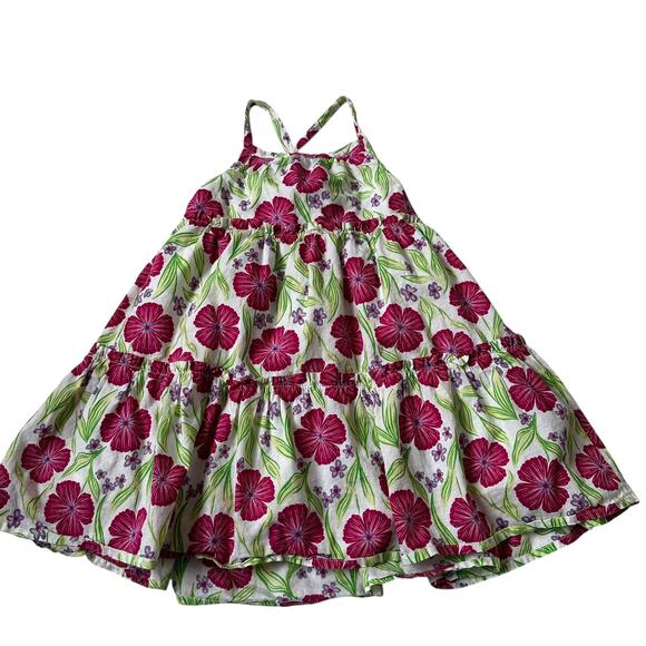 Cynthia Rowley Pink/Multicolor Floral Tiered Midi Dress Girl Size 5 yr old 16-27 - Picture 1 of 6